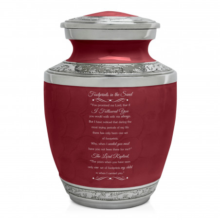 Footprints In The Sand Sharing Urn - Rose Red