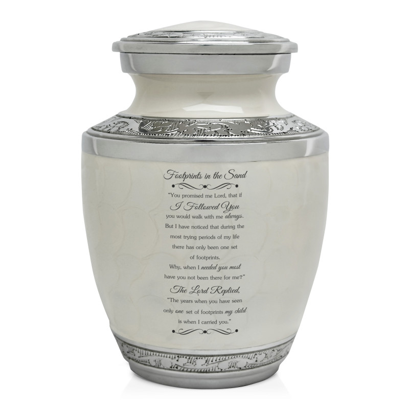 Footprints In The Sand Sharing Urn - Radiant White