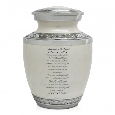 Footprints In The Sand Sharing Urn - Radiant White