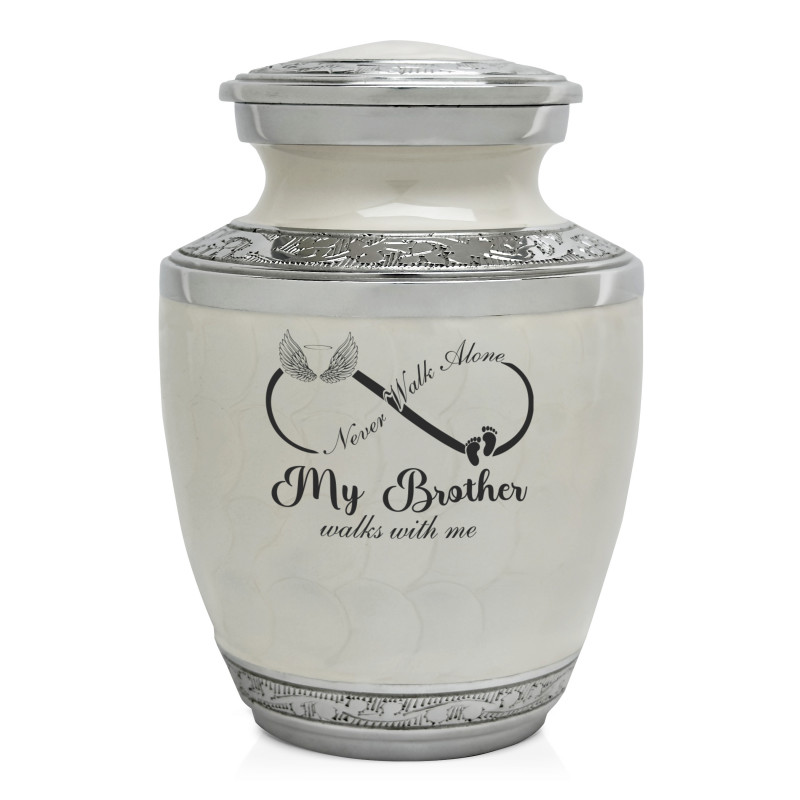 My Brother Walks With Me Sharing Urn - Radiant White