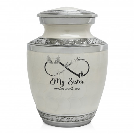 My Sister Walks With Me Sharing Urn - Radiant White