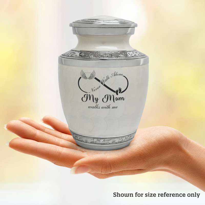 My Mom Walks With Me Sharing Urn - Radiant White