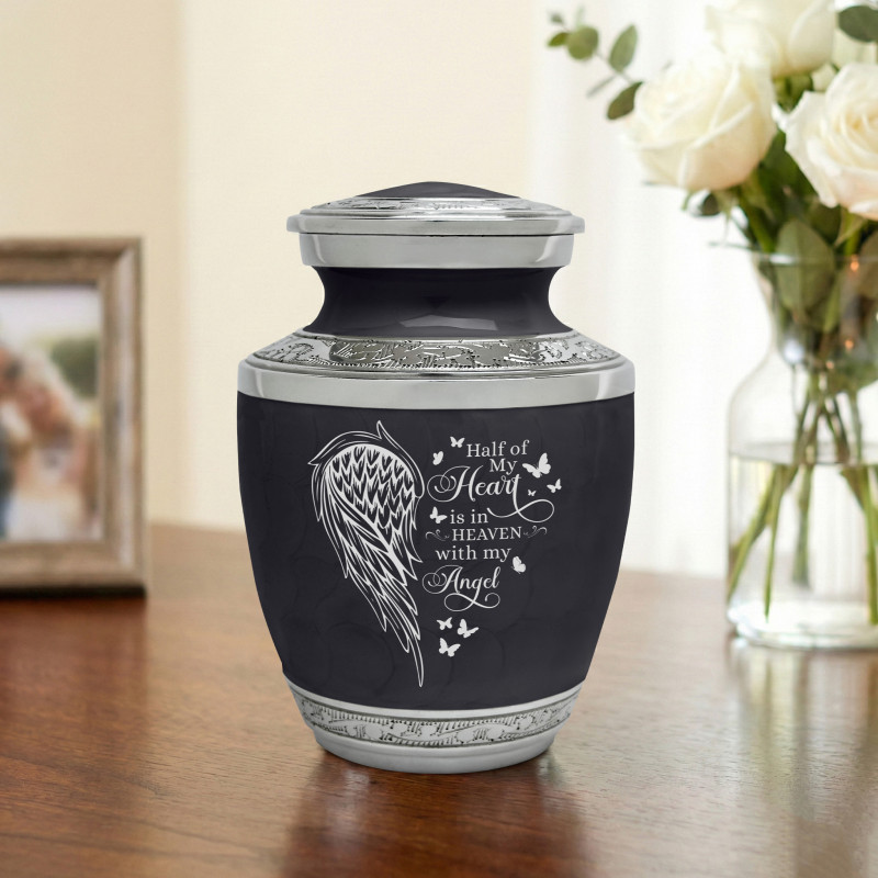 Heart Is In Heaven Sharing Urn - Ebony Black