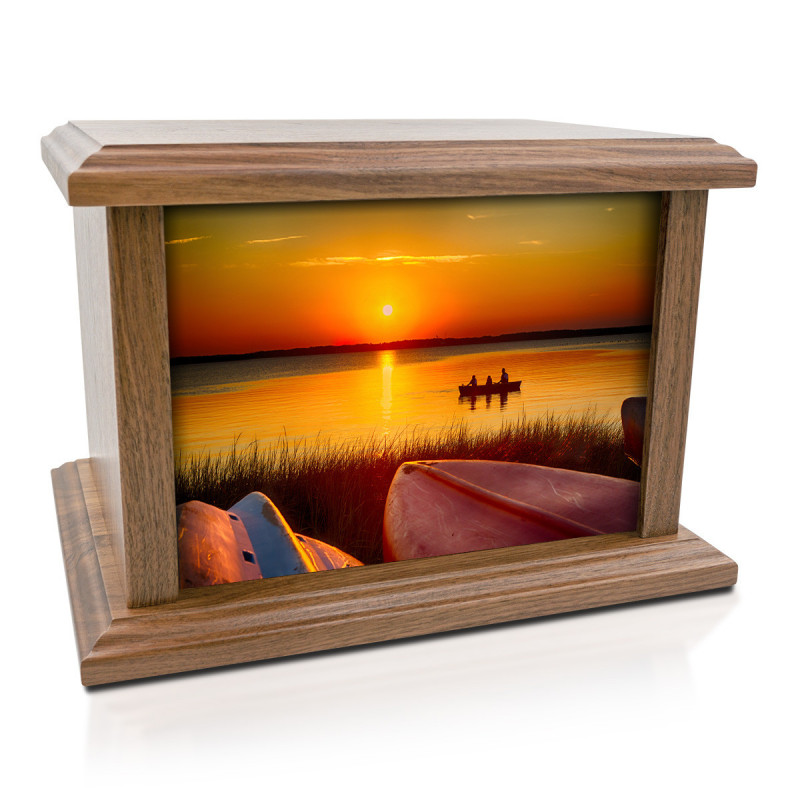 Lake Sunset Cremation Urn - Prestige Walnut