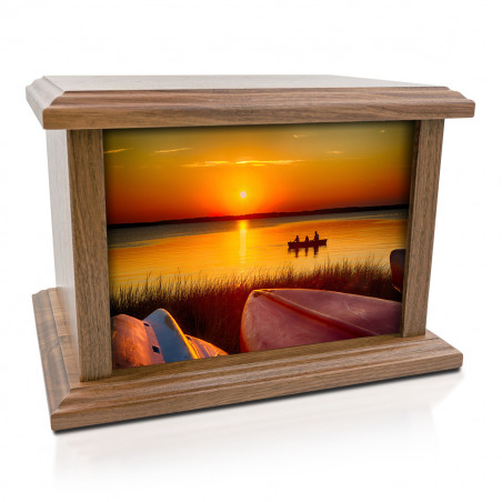 Lake Sunset Cremation Urn - Prestige Walnut