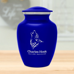 Wolf Sharing Urn - Midnight Blue