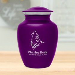 Wolf Sharing Urn - Purple Luster
