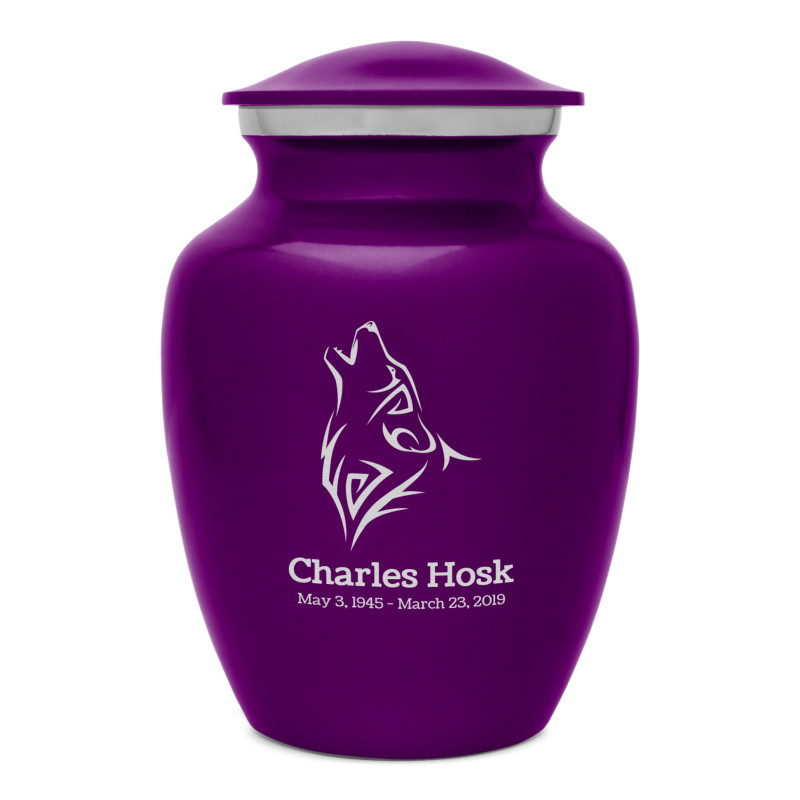 Wolf Sharing Urn - Purple Luster