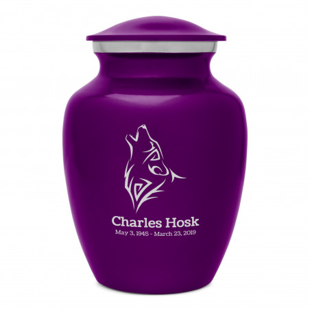Wolf Sharing Urn - Purple Luster