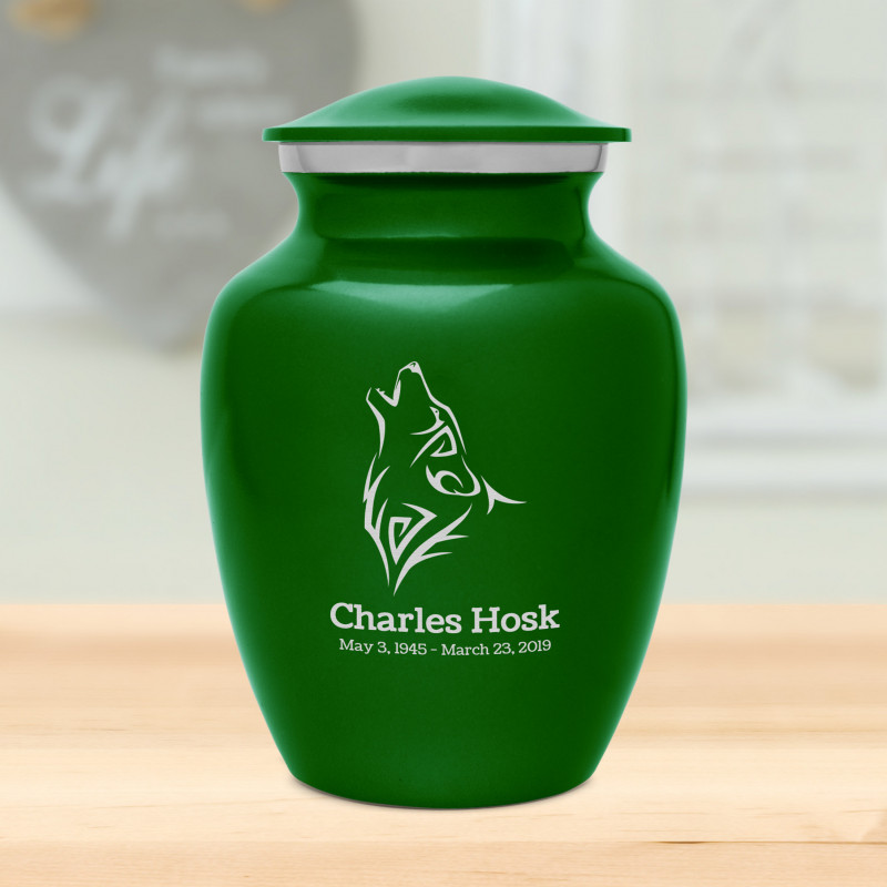 Wolf Sharing Urn - Shamrock Green