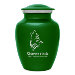 Wolf Sharing Urn - Shamrock Green
