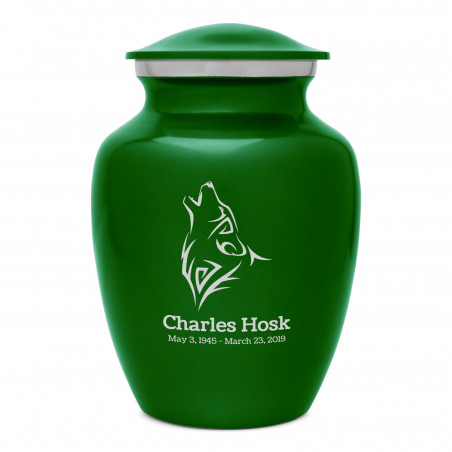 Wolf Sharing Urn - Shamrock Green