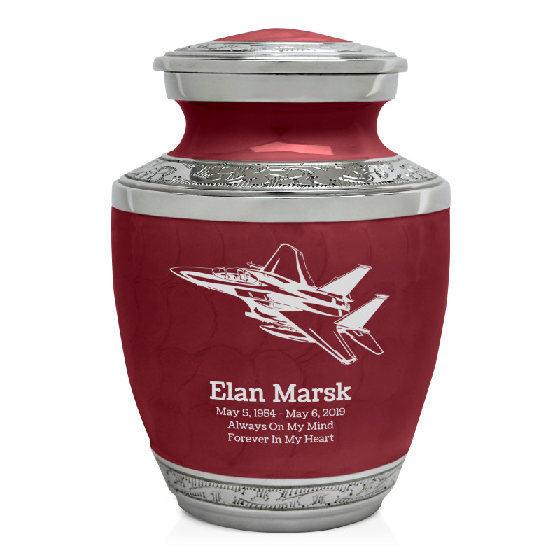 Fighter Jet Plane Sharing Urn - Rose Red