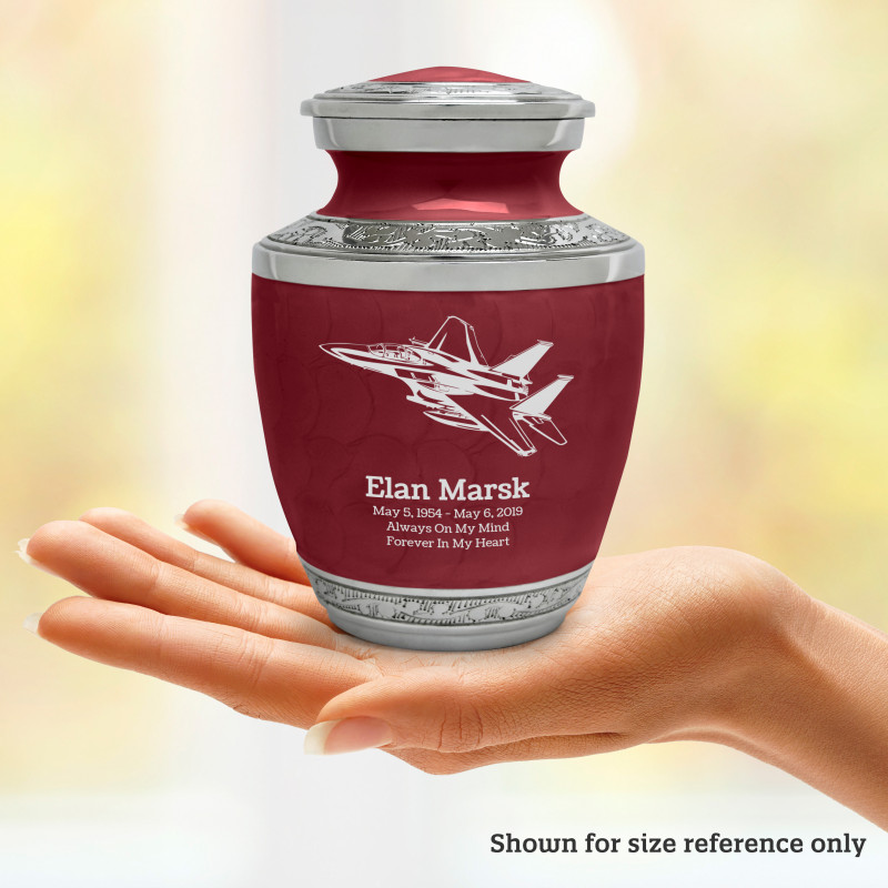 Fighter Jet Plane Sharing Urn - Rose Red