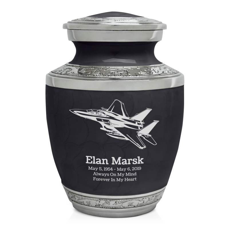 Fighter Jet Plane Sharing Urn - Ebony Black