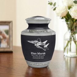 Fighter Jet Plane Sharing Urn - Ebony Black