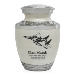 Fighter Jet Plane Sharing Urn - Radiant White
