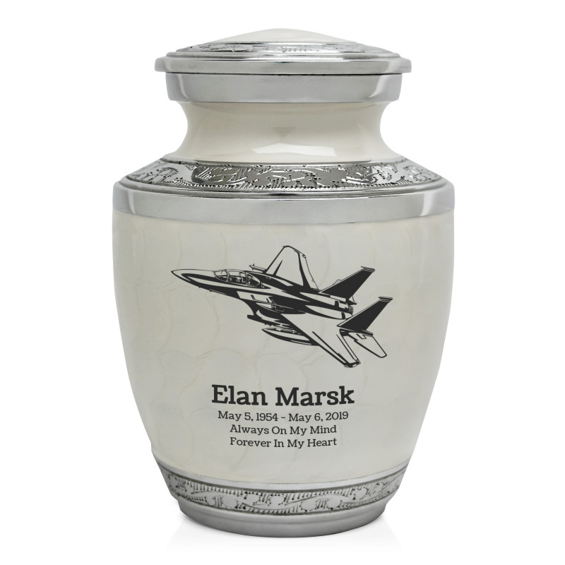 Fighter Jet Plane Sharing Urn - Radiant White