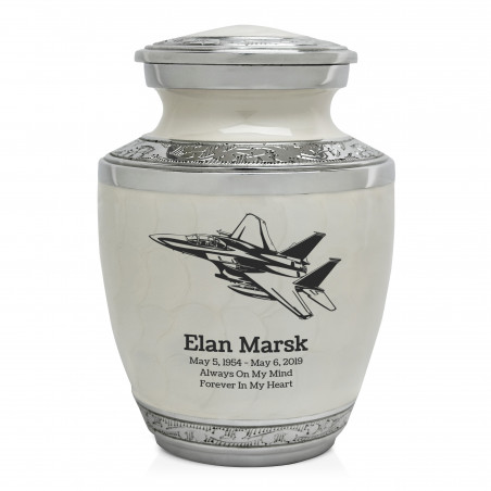 Fighter Jet Plane Sharing Urn - Radiant White