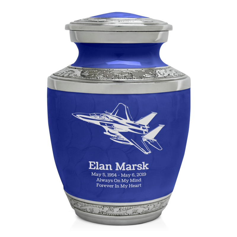 Fighter Jet Plane Sharing Urn - Royal Blue