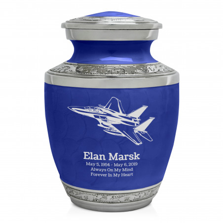 Fighter Jet Plane Sharing Urn - Royal Blue