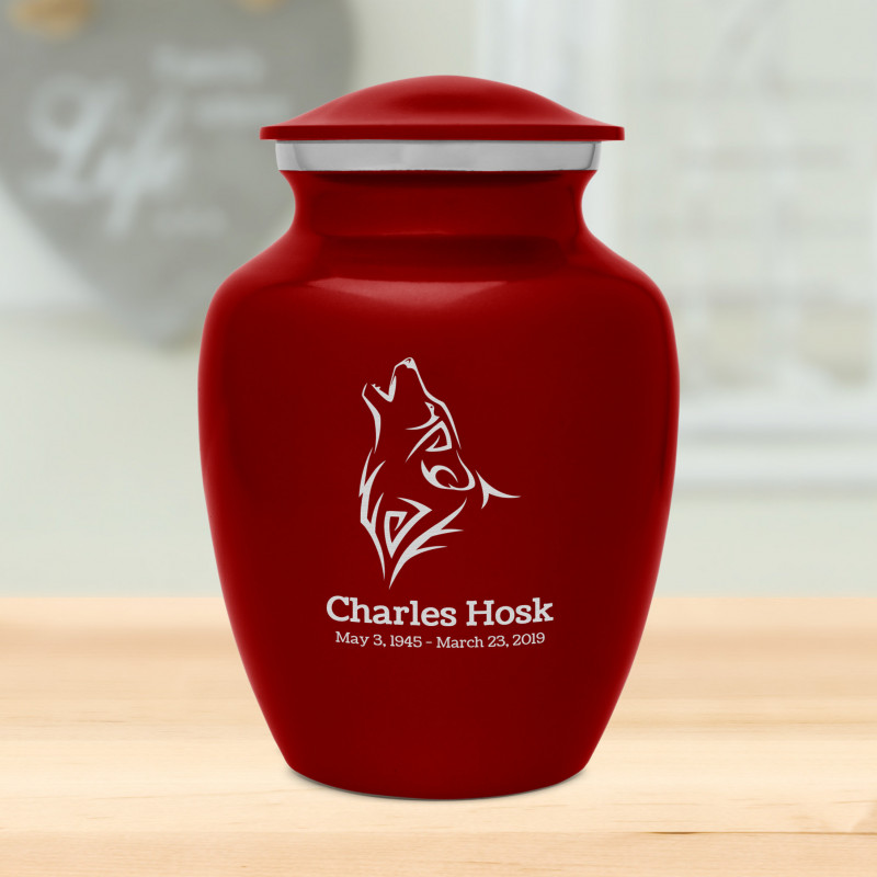 Wolf Sharing Urn - Ruby Red