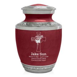 Jesus Crucifix Sharing Urn - Rose Red