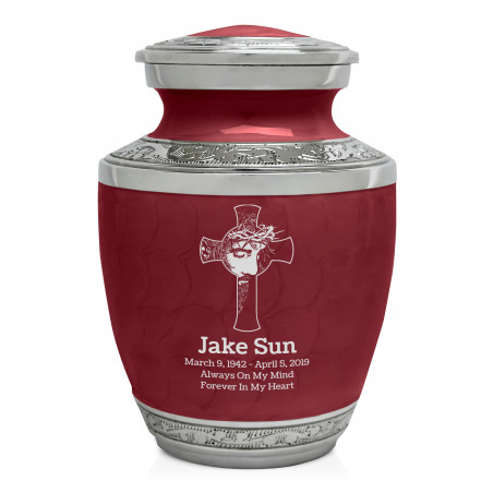 Jesus Crucifix Sharing Urn - Rose Red