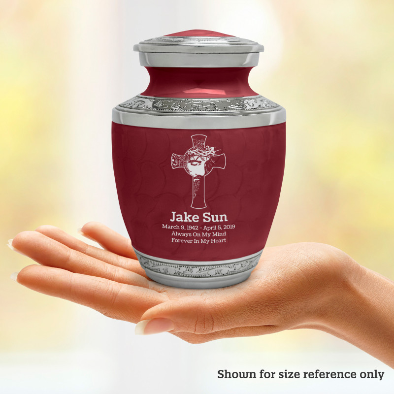 Jesus Crucifix Sharing Urn - Rose Red