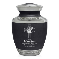 Jesus Crucifix Sharing Urn - Ebony Black