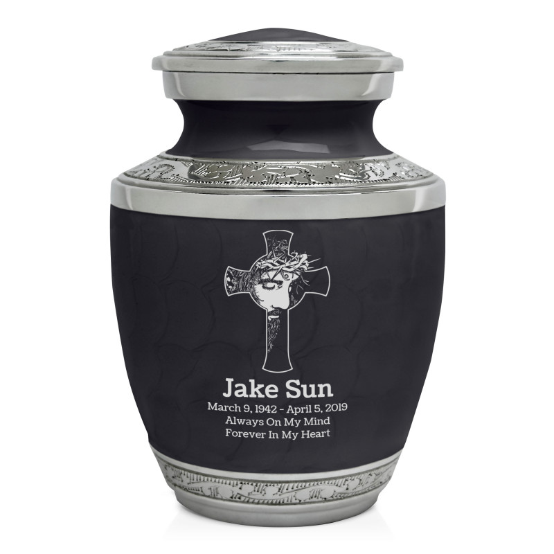 Jesus Crucifix Sharing Urn - Ebony Black