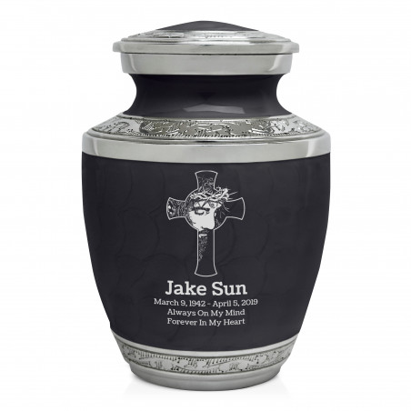 Jesus Crucifix Sharing Urn - Ebony Black