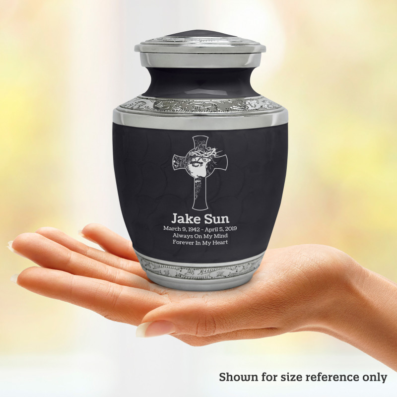 Jesus Crucifix Sharing Urn - Ebony Black