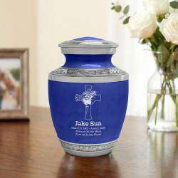 Jesus Crucifix Sharing Urn - Royal Blue