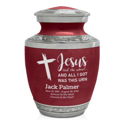 Jesus Took The Wheel Sharing Urn - Rose Red