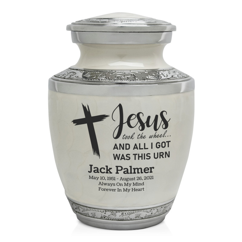 Jesus Took The Wheel Sharing Urn - Radiant White