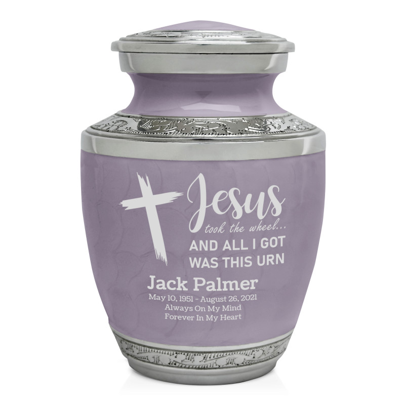 Jesus Took The Wheel Sharing Urn - Regal Purple