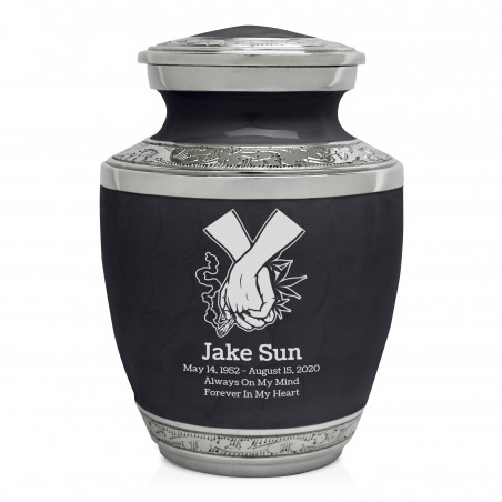 Marijuana Holding Hands Sharing Urn - Ebony Black