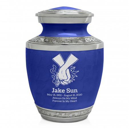 Marijuana Holding Hands Sharing Urn - Royal Blue