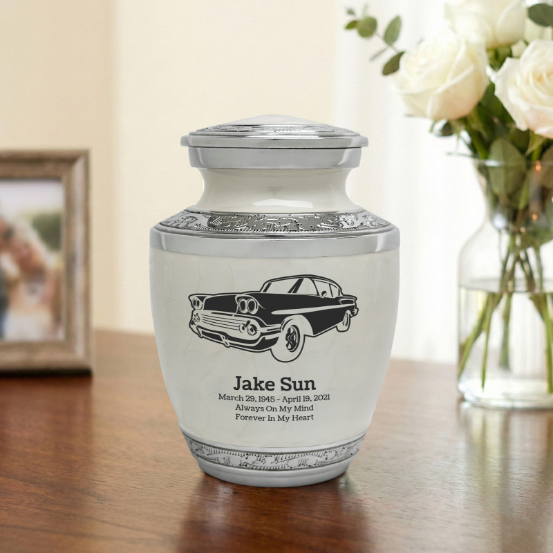 Classic Car VI Sharing Urn - Radiant White