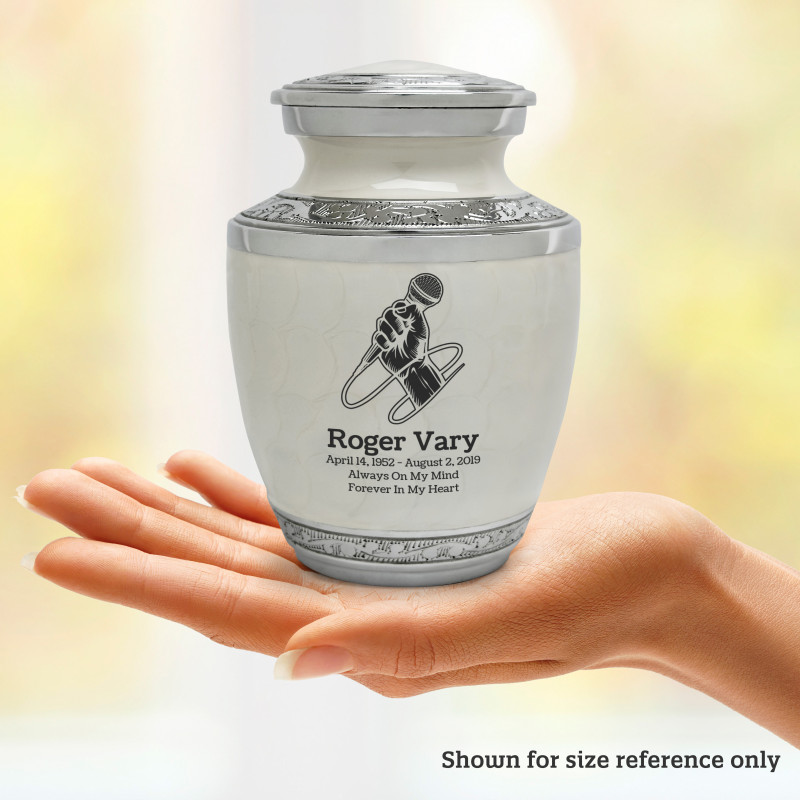 Microphone Hand Sharing Urn - Radiant White