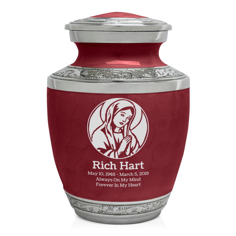 Virgin Mary Sharing Urn - Rose Red