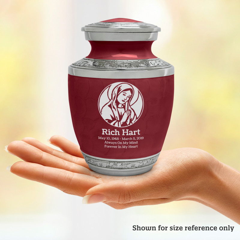 Virgin Mary Sharing Urn - Rose Red