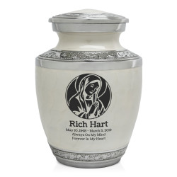 Virgin Mary Sharing Urn - Radiant White