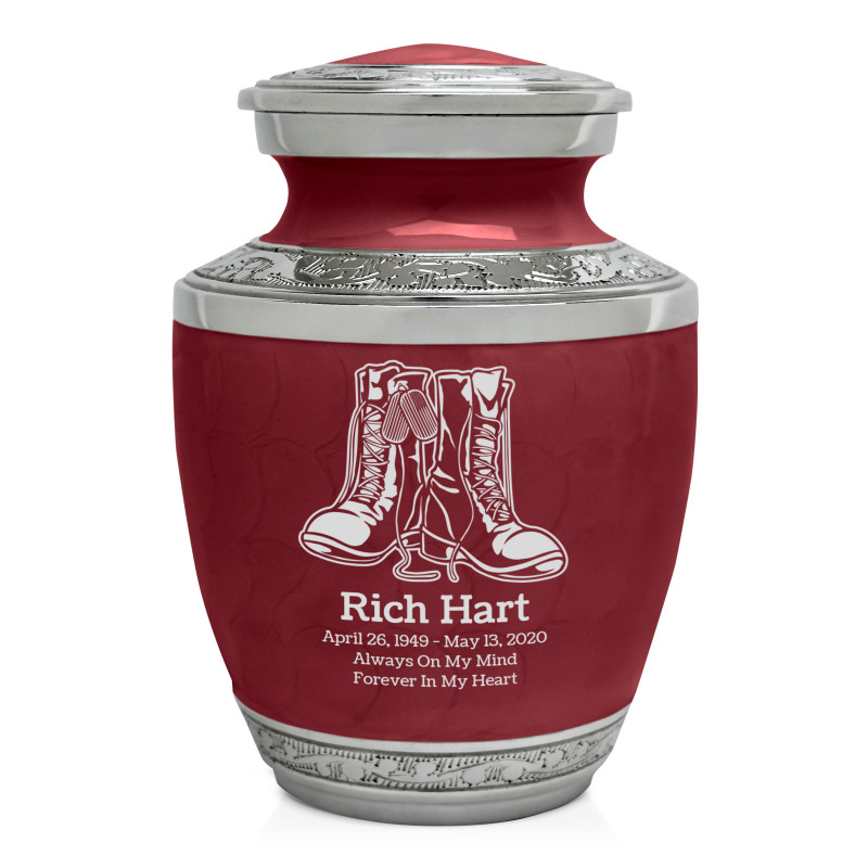 Veteran Combat Boots Sharing Urn - Rose Red