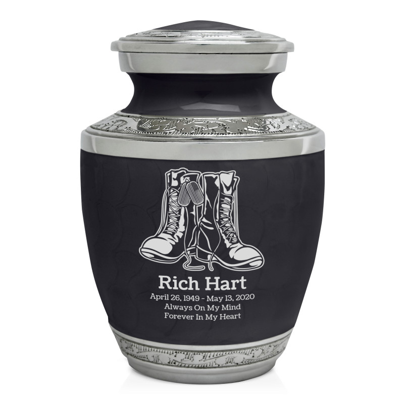 Veteran Combat Boots Sharing Urn - Ebony Black