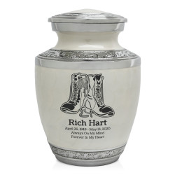 Veteran Combat Boots Sharing Urn - Radiant White