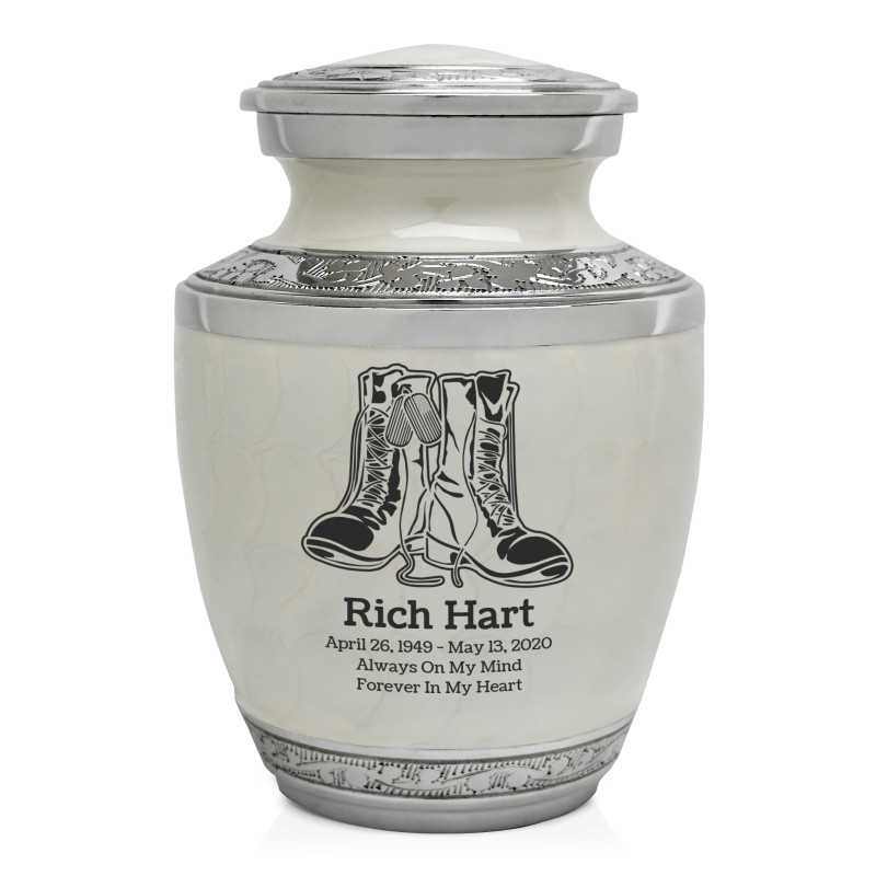 Veteran Combat Boots Sharing Urn - Radiant White