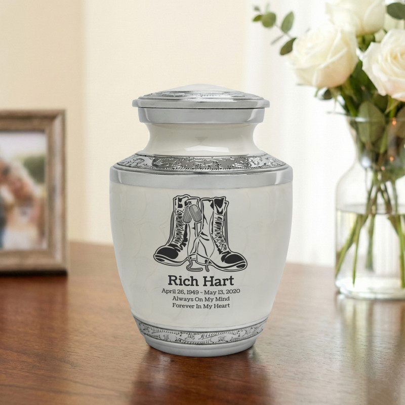 Veteran Combat Boots Sharing Urn - Radiant White