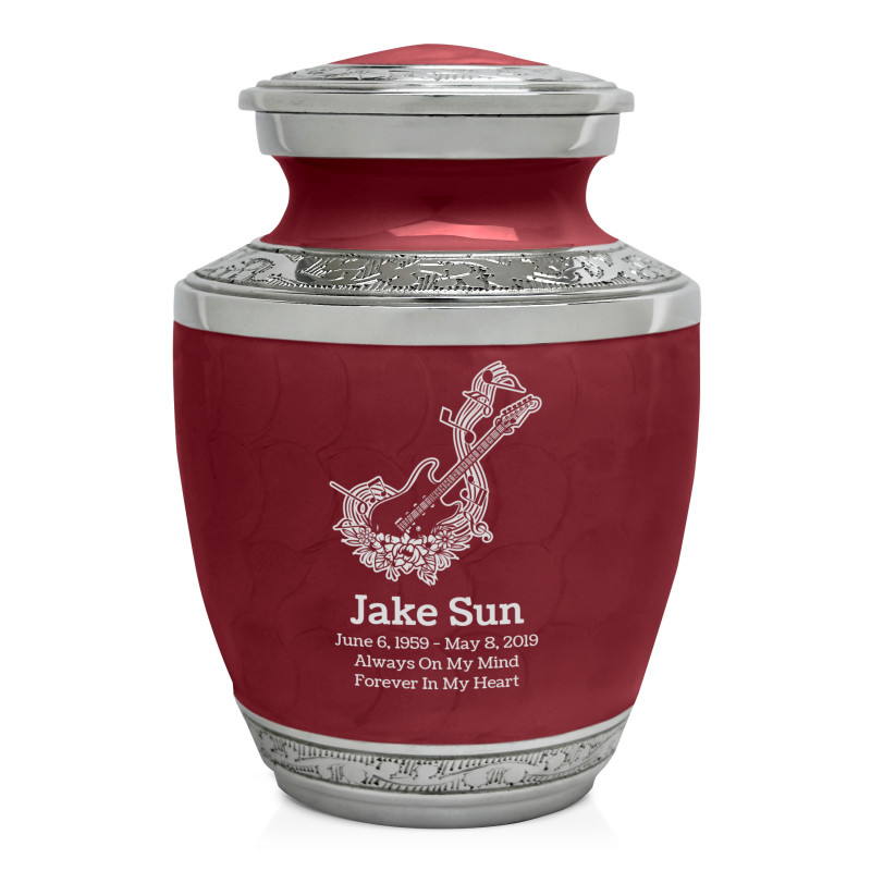 Flowered Electric Guitar Sharing Urn - Rose Red
